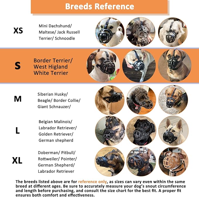 BARKLESS Dog Muzzle, Basket Muzzle for Biting, Chewing and Scavenging, Humane Cage Mouth Cover, Perfect for Grooming and Training Small Aggressive Reactive Dogs (S, Brown)