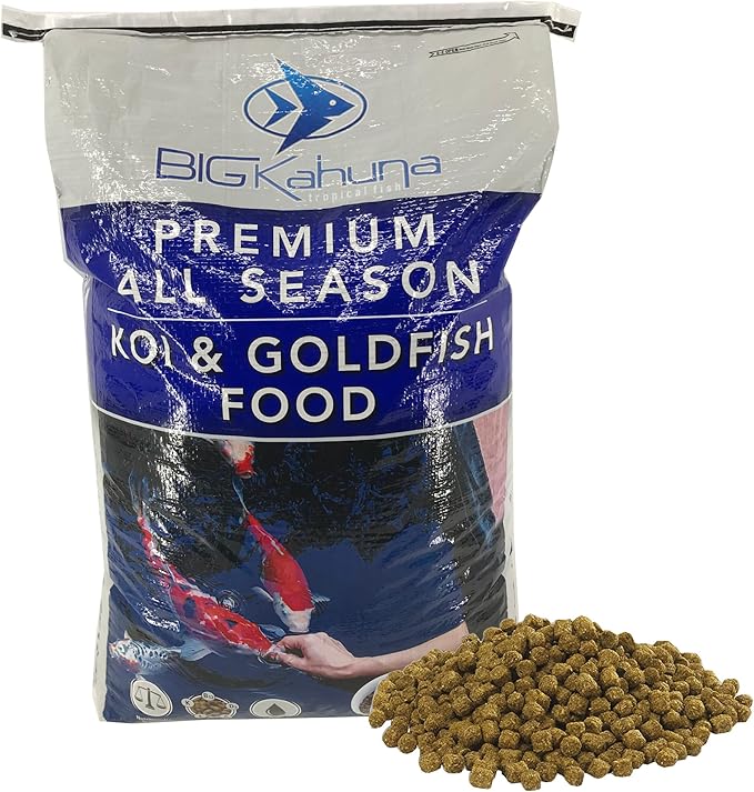 Big Kahuna Koi Fish Food- 45lbs Food – Made in The USA - Floating Pellets – 3/16" - 1/4" Pellet Size – 32% Protein Fish Food – Rich in Nutrients