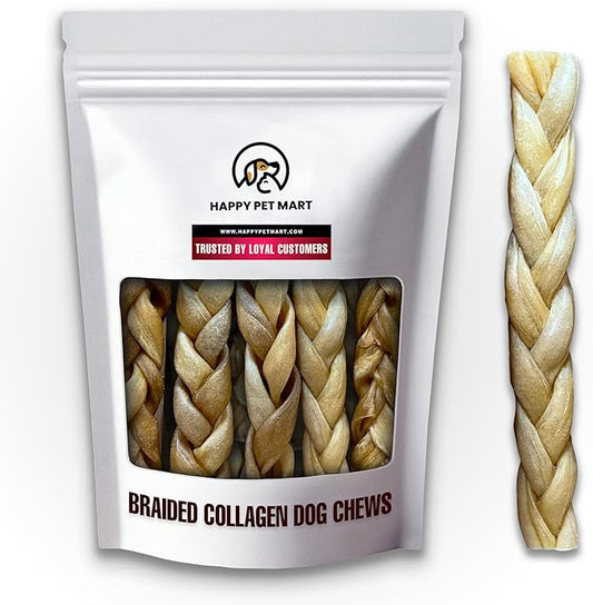 Odor-Free Super Braided Collagen Dog Chews (10-Inch). - Long-Lasting Bully Stick & Rawhide Alternative, Single Ingredient Chew Treat for Aggressive Chewers (Pack of 10)