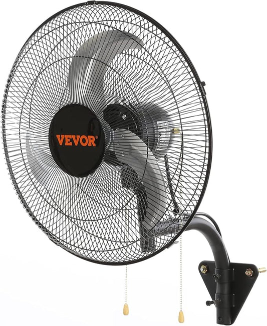 VEVOR 18 inch Wall Mount Fan Oscillating, 3-speed High Velocity Max. 4000 CFM Industrial Wall Fan for Indoor, Commercial, Residential, Warehouse, Greenhouse, Workshop, Basement, Black, ETL Listed