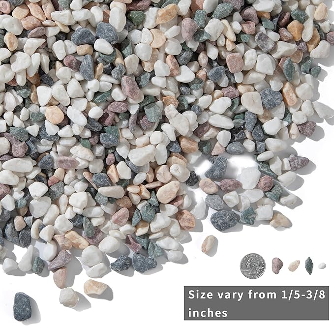 5lb Succulent and Cactus Gravel Pebbles 1/5-3/8 Inch Natural Decorative Polished Stones River Rocks for Plants, Vases, Aquariums, Terrarium and Outdoor Gardening, Mixed Color