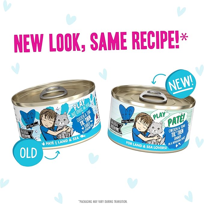 Weruva B.F.F. Play - Best Feline Friend Paté Lovers, Aw Yeah!, Play Paté Buffet Variety Pack, 2.8oz Can (Pack of 18)