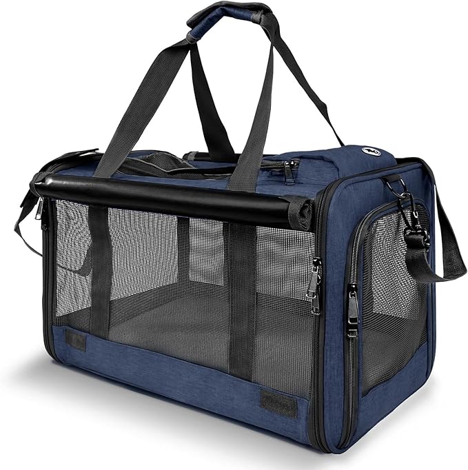 Medium Cat Carrier Large Cat 15 lbs+ Soft Pet Carrier Small Puppy/Ventilated 2 Kittens Car Travel Bag Case/Comfy Big Maine Coons 25 Pounds/Soft-Sided Mesh Kitty Products Dark Blue