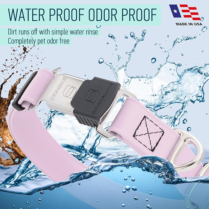 Dogline Biothane Waterproof Dog Collar with Herm Sprenger Stainless Steel Quick Release Buckle – Heavy Duty Tactical Durable Collar for Dogs – Comfortable and Safe Pet Collar, W 1" L 15-25", Pastel