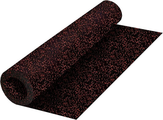 Playsafer Genaflex Rubber Gym Floor Mat - Heavy Duty Commercial Protective Gym Flooring Roll, 8mm Thick (4' X 20', 10% Red)