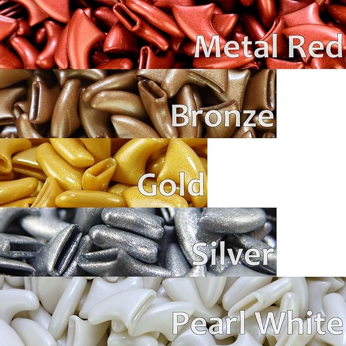 zetpo 100 pcs Cat Nail Caps | Cat Claw Covers | with Adhesives and Applicators (L, Metal Red, Bronze, Gold, Silver, Pearl White)