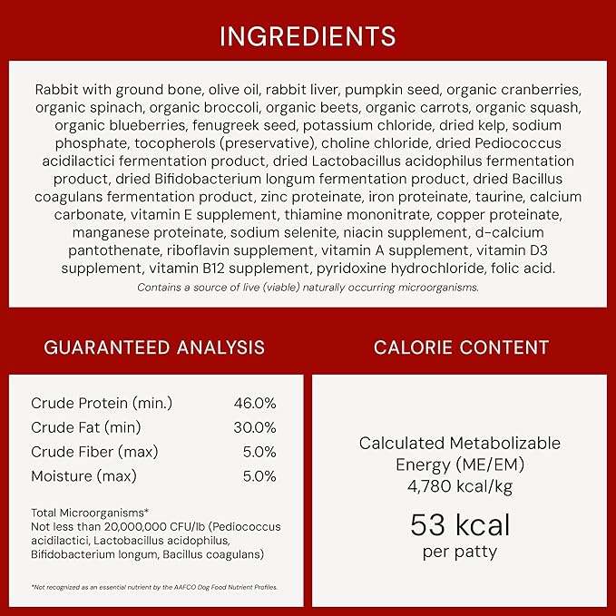 Stella & Chewy's Freeze-Dried Raw Dinner Patties - Absolutely Rabbit Recipe - High Protein Grain-Free Puppy & Dog Food - Perfect For Picky Eaters - 5.5 oz