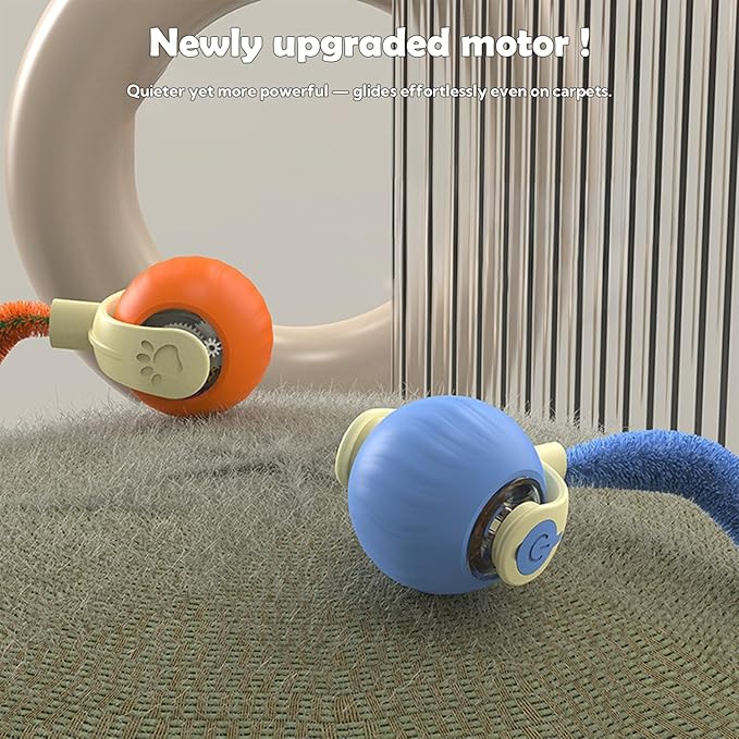 Interactive Cat Toy Ball | Automatic Moving Smart Anti-Depression Pet Toy with Light | Speedy Tail 3.0 Cat Mouse Toy | Electric Rechargeable Enrichment Toy for Indoor Bored Cats & Dogs (Blue)