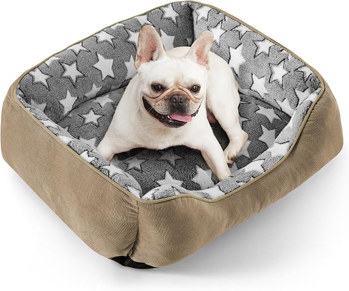 SIWA MARY Medium Dog Bed - Washable, Orthopedic, Calming for Medium Dogs, Non-Slip Bottom, S Plus (25"x21"x8") Brown