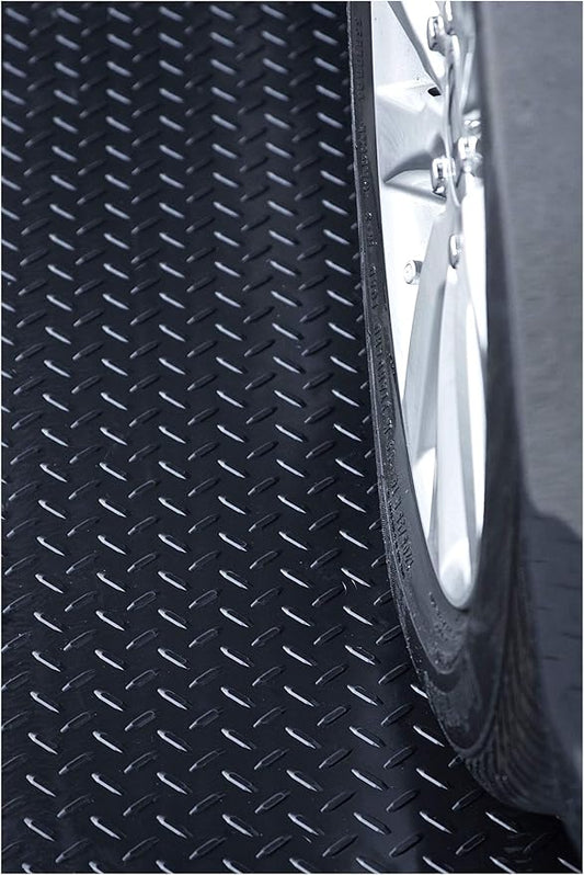 RESILIA Heavy Duty Garage Floor Runner & Protector Mat - Slip Resistant Diamond Plate PVC Mats - Water, Spill, & Stain Resistant, Black (4 feet x 20 feet), Made in The USA