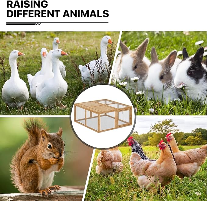 MoNiBloom Portable Chicken Run Rabbit Hutch Folding Chicken Cage Hen Coop for Indoor/Outdoor, Top and Side Opening Doors Small Animal Pet Playpen No Assembly Required Poultry Cage 45.5 x 42.5 x 20 in