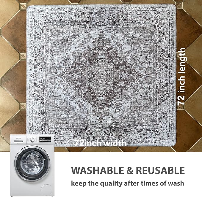 nunubaby Washable Pee Pads for Dogs, Stylish, Non-Slip and Leak-Proof Pee Pads. Reusable Potty Pads for Dogs for Crates and Floors.(Brown/Geo, 72" x72")