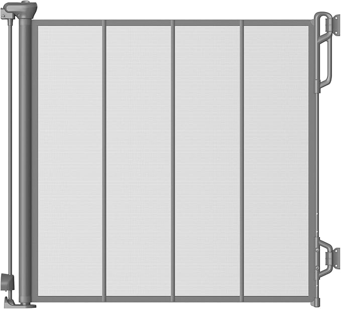 Reinforced Retractable Baby Gate or Mesh Dog Gate,Easy to Use for Stairs, Doorways, Hallways, Indoor, Outdoor, Wide Pet Gate 33.5" Tall, Extends to 45" Wide, Gray