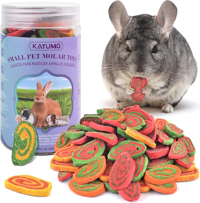 KATUMO Rabbit Toys, 220g / 7.7oz Rabbit Treats Bunny Chews Guinea Pig Molar Treats for Bunny, Hamster, Chinchilla, Gerbil, Other Small Rodents