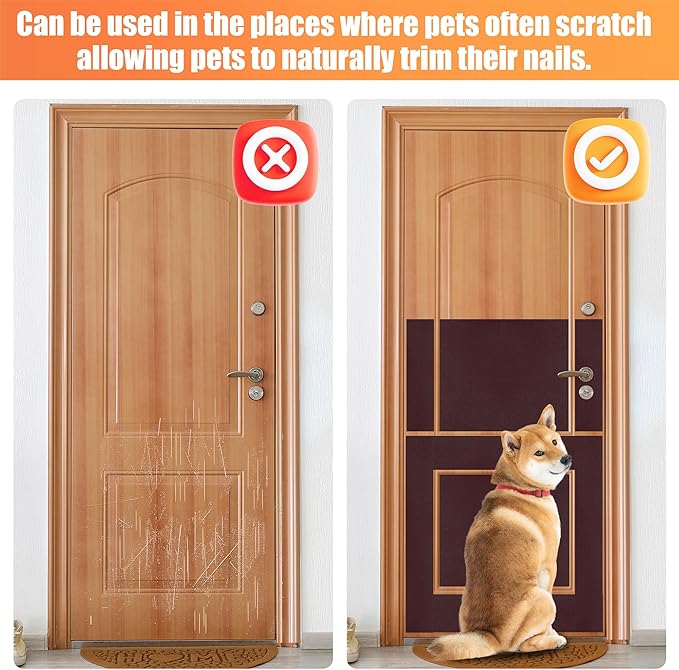 Pet Nail Self Adhesive Replacement Emery Paper Fits Most Dog Scratch Pad Cat Litter Box DIY on The Places Where Pets Like to Scratch Alternatives to Cat and Dog Nail Clippers (10in*13ft, Brown)