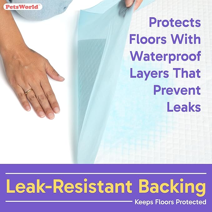 PETSWORLD Puppy Pads, 23x36 Inch, 100 Count - Puppy Pee Pads for Dogs, Tear Resistant, Economy Value, Super-Absorbent Polymer Gel Core, Perfect for Puppies, Smaller Dogs