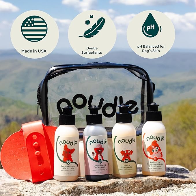 Pets - Gift Set with Travel Bag and Scrubber, Moisturizing and Gentle All Natural pet Shampoos with Aloe and Oatmeal