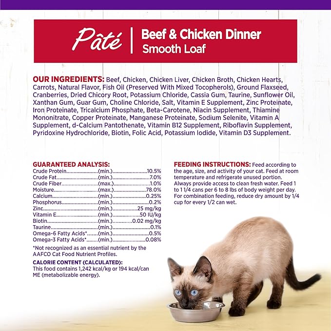 Wellness Complete Health Pate Adult Wet Cat Food, Natural, Protein-Rich, Grain Free, 5.5 Ounce, 24 Pack, (Beef & Chicken)