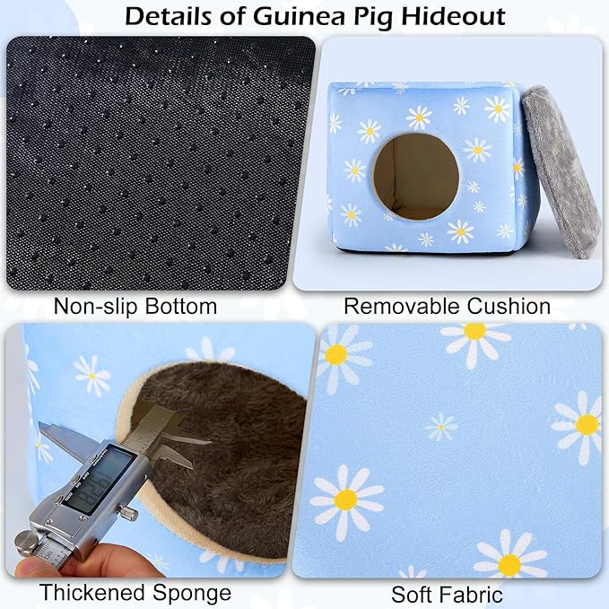 Bienbee Guinea Pig Hideout, Washable Guinea Pigs House Cozy Guinea Pigs Bed for Small Pet Bunny/Rabbit/Hamster/Chinchilla Guinea Pig Accessories Daisy
