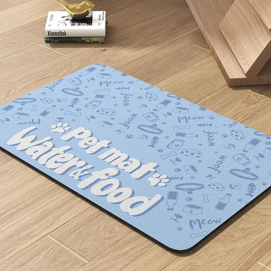 Pet Feeding Mat-Absorbent Dog Mat for Food and Water Bowl-No Stains Quick Dry Water Dispenser Mat-Dog Accessories Pet Supplies-Bowl for Messy Drinkers（PAW,12"x19"