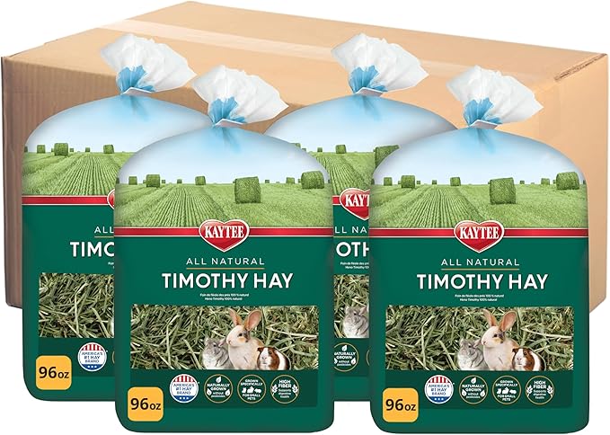 Kaytee Timothy Hay, High Fiber, Grown Specifically for Small Animals, Rabbits, Guinea Pigs, Chinchillas, Ideal Bulk Order for Small Pets, 24 pounds