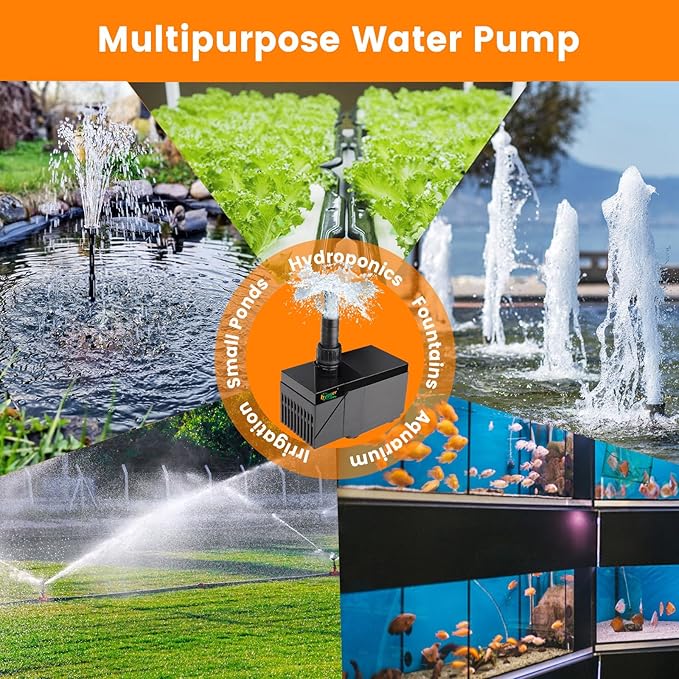 hygger 2380GPH Aquarium Water Pump with Intelligent Controller，DC 24V Ultra Quiet Powerhead, Powerful Return Pump for Fish Tanks, Aquariums, Ponds, Fountains, Sump, Hydroponics (75W, 17.8ft)