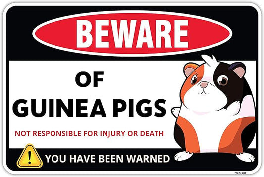 Venicor Guinea Pig Sign Decor - 8 x 12 Inches - Aluminum - Guinea Pig Gifts for Guinea Pig Lovers - Cage Accessories Toys Stickers Stuff