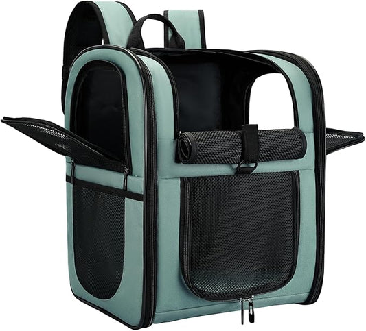 Apollo Walker Dog & Cat Carrier Backpack for 4-15lb Pets - Ventilated Safe Design with Padded Back Support, Breathable Mesh Pet Backpack for Hiking, Travel, Outdoor (Blue)