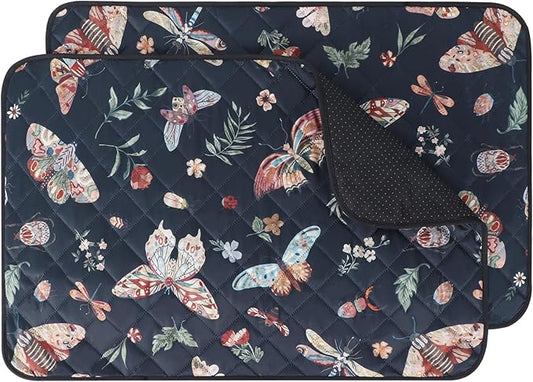 IEUUMLER Washable Pee Pads for Dogs, 2 Pack Insect Pattern Reusable Waterproof Puppy Potty Pads, Non-Slip Absorbent Pet Training Pads for Playpen Crate Bed EU014