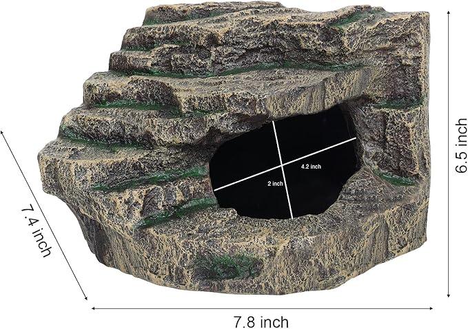 Beared Dragon Tank Accessories for Adults, Snake Hide, Reptile Tank Accessories, Perfect Natural Large Reptile Hide, Professional Turtle Basking Platform (E-Large)
