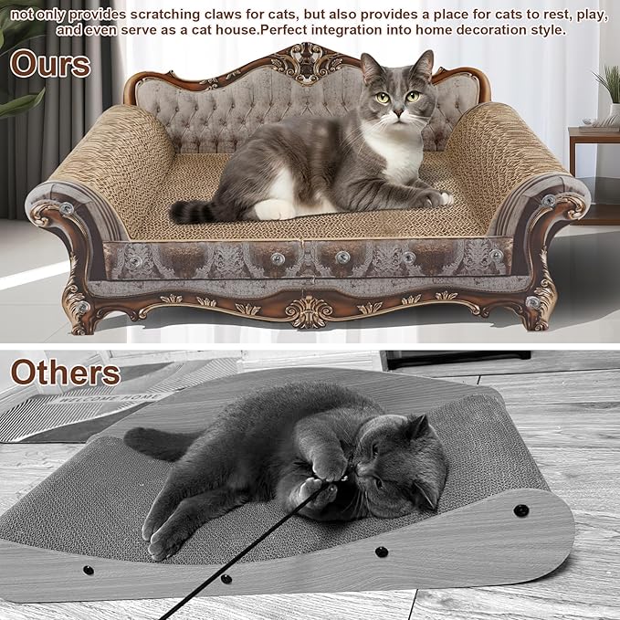 Sofa Shaped Scratching Couch,Thick Scratching Cardboard, Lounge Bed for Indoor Rest&Play, Sofa Scratcher Pad (23 "L X 12.2" W X 10.6 "H)