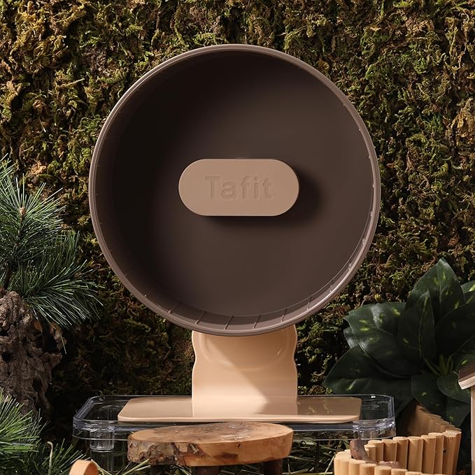 Silent Hamster Wheel 8.7 Inch Dual-Bearings Small Animals Quiet Running Exercise Wheels, Height Adjustable for Dwarf Hamsters, Gerbils, Mice, Hedgehog, Lemmings, or Other Small Pets,Nut Brown