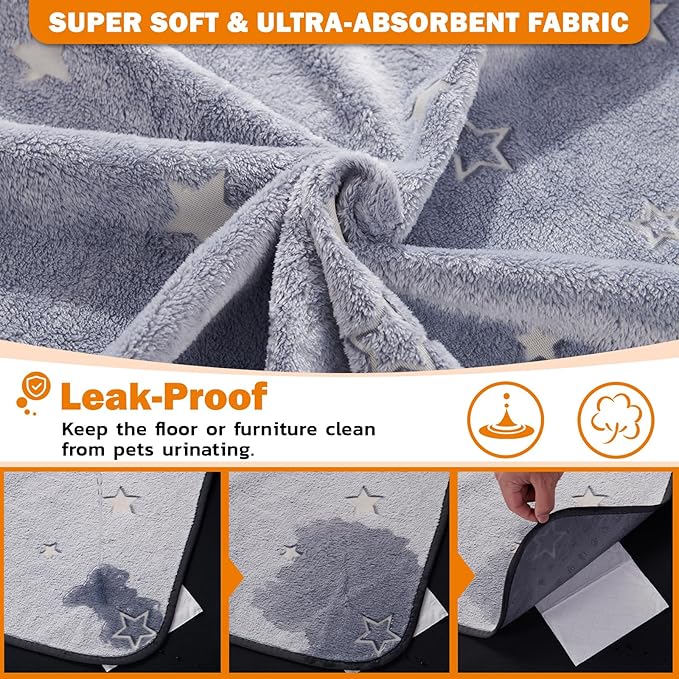 LOOBANI Washable Pee Pads for Dogs, Fast Absorption Reusable Puppy Pads, Waterproof Whelping Mats, Non Slip Training Pet Playpen Mat for Floor, Dog Crate, Grey 2 Pack 41 x 41 in