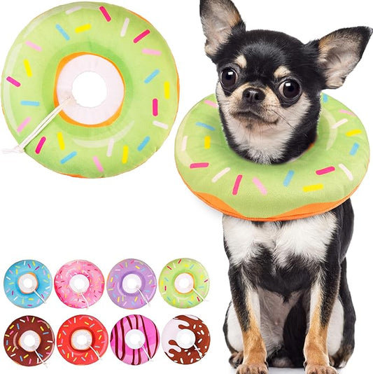 Cat Cone Collar Soft, Cute Cat Donut Collar After Surgery, Adjustable Kitten Recovery Cones to Stop Licking, Lightweight Neck Elizabethan Collars for Cats Kittens (Green, Large)