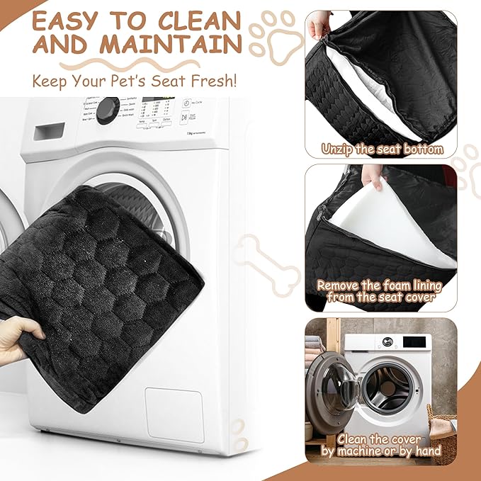 Dog Car Seat for Small/Medium Dogs - Dog Booster Seat with Safety Straps & Non-Slip Base, Travel Pet Car Seat with Storage Pockets, Washable & Removable, Suitable for Dogs Under 35 lbs (Black)