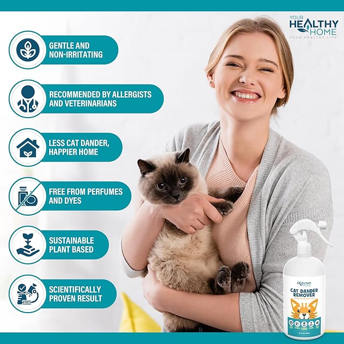 Cat Dander Remover Aloe Vera Free- Pet Dander Allergy Reducer Relief Dry Skin Spray for Cats and Humans| Cruelty-Free & Made in USA (1 Pack)