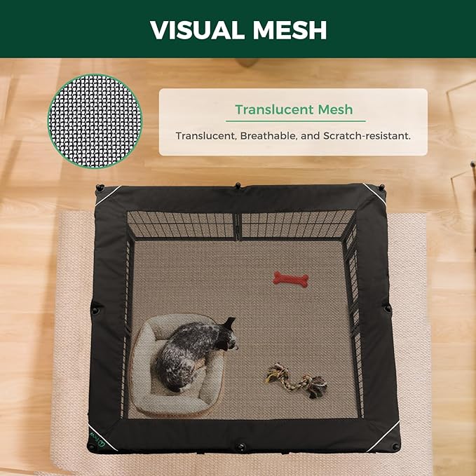 FXW Homeplus Unleashed Indoor Dog Playpen - Stress-Free and Safe Play, Heavy Duty 32 Inch 8 Wire Panels with Playpen Cover for Small and Medium Dogs, Black│Patented