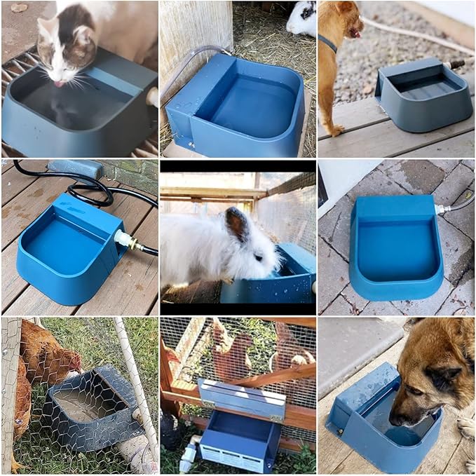 NAMSAN Automatic Dog Water Dispenser with Float Valve, 3/4'' Adapter, Outdoor Automatic Water Dispenser for Cats Chicken Animals, Goat Waterer, Livestock Water Trough