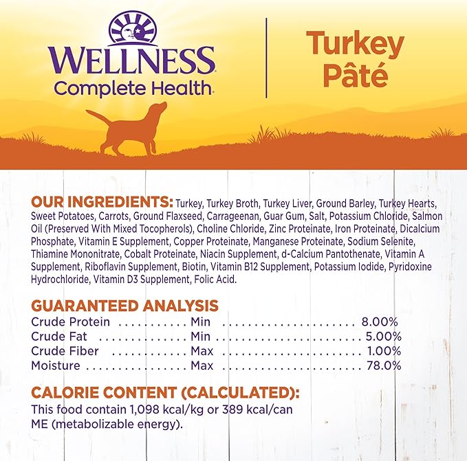 Wellness Complete Health Natural Wet Canned Dog Food Turkey & Sweet Potato, 12.5-Ounce Can (Pack of 12)