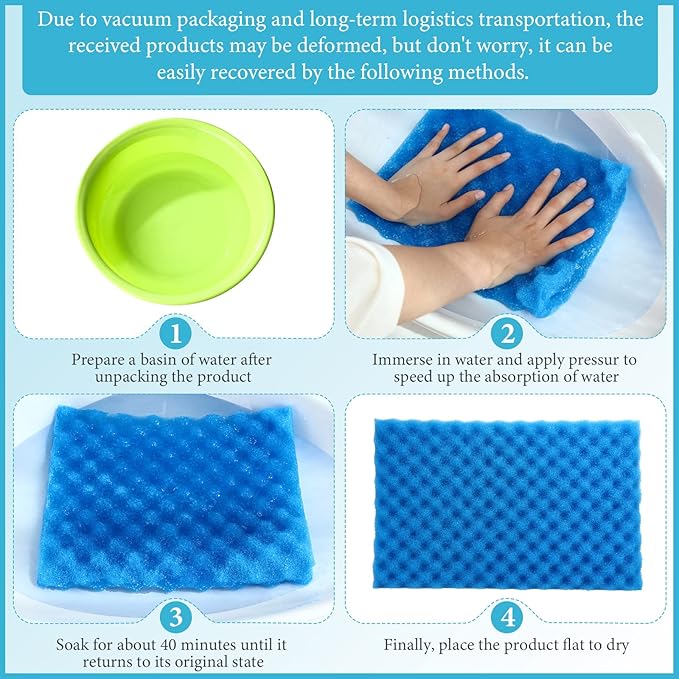 9 Pcs Fish Pond Foam Aquarium Filter Sponge Wave Shape Coarse Foam for Fish Tank Sump Pond 17 x 11 Inch x 1/2 to 1 Inch, Black, Green, Blue