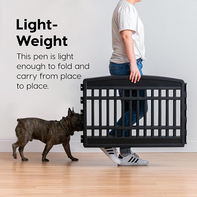 IRIS USA 24" 4-Panel Puppy Playpen, 35 x 35 x 24, Dog Playpen, Dog Play Pen Indoors, Pet Fence, Puppies/Small Dogs, Black