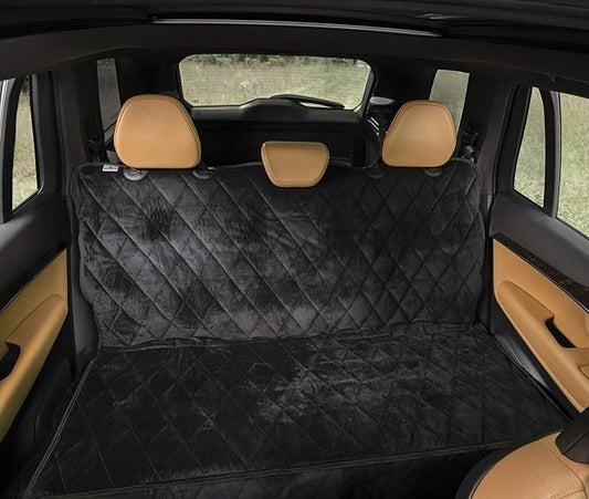 Plush Paws Products Velvet Rear Car Seat Protector w/o Hammock | Washable & Waterproof Back Seat Dog Cover for Car, Truck, & SUV | Nonslip, Tear Resistant Pet Seat Cover | X-Large Charcoal