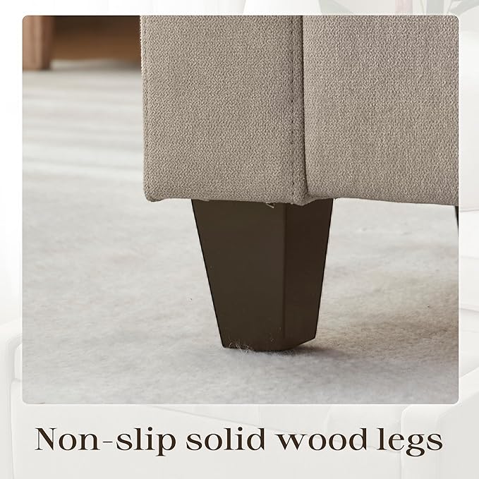 Ottoman with Storage, 48.8" Fabric Storage Ottoman Bench with Hinge, Bedroom Bench, Upholstered Benches with Seating for Living Room, Entryway (Khaki)