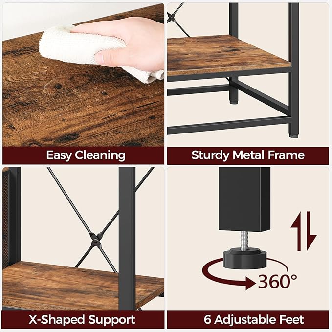 40-50 Gallon Fish Tank Stand, Aquarium Stand with Power Outlet and Storage Cabinet, Heavy Duty Tank Stand Suitable for Turtle Tank, Reptile Terrarium, for Home Office, Rustic Brown FTHR50E01