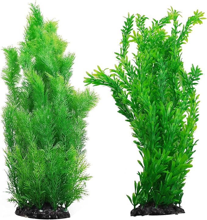 kathson Aquarium Plants Plastic Realistic Tall Fish Tank Plant Decorations Seaweed Fish Tank Decor Artificial Plants Ornament for Aquarium Extra Large 21.7 Inches (Green,2 PCS)
