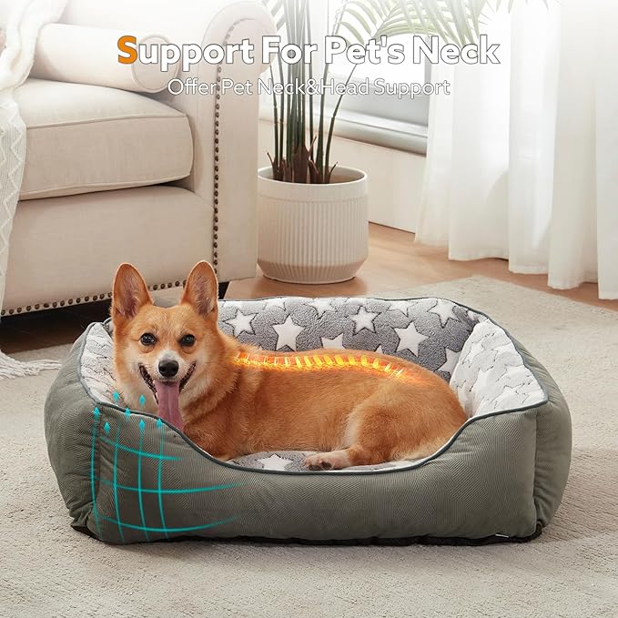 SIWA MARY Medium Dog Bed - Washable, Orthopedic, Soft Calming Puppy Bed, Fluffy Durable Pet Bed with Non-Slip Bottom - M(30"x24"x9") Dark Grey