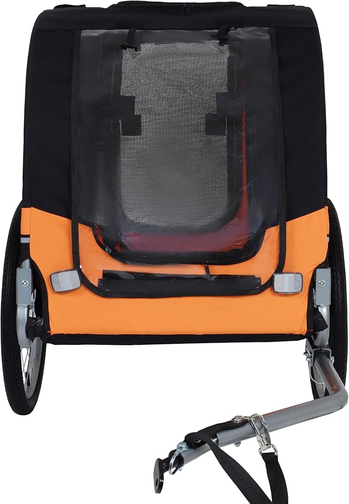 Blue-Grey Large Folding Bike Trailer for Dogs – Heavy-Duty Steel Frame, 66LB Capacity Pet Carrier for All-Terrain Cycling, Jogging & Camping Adventures!