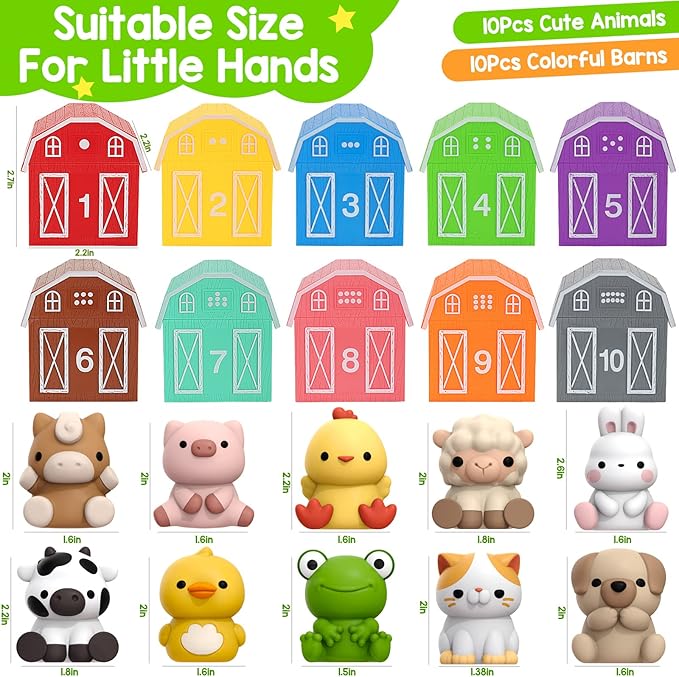 KMUYSL Toys for 1,2,3 Year Old Boys Girls, Farm Animals Toys Playset, Counting Skill, Color Matching, Christmas Birthday Easter Educational Gift for Baby Toddler Boys Girls Age 12-18 Months