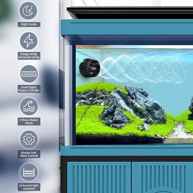Aquarium Wave Maker With Controller, 3400 GPH DC Circulation Pump, Ultra-Quiet Fish Tank Powerhead with Magnetic Mount Suction for 60-120 Gal Freshwater Saltwater Tank