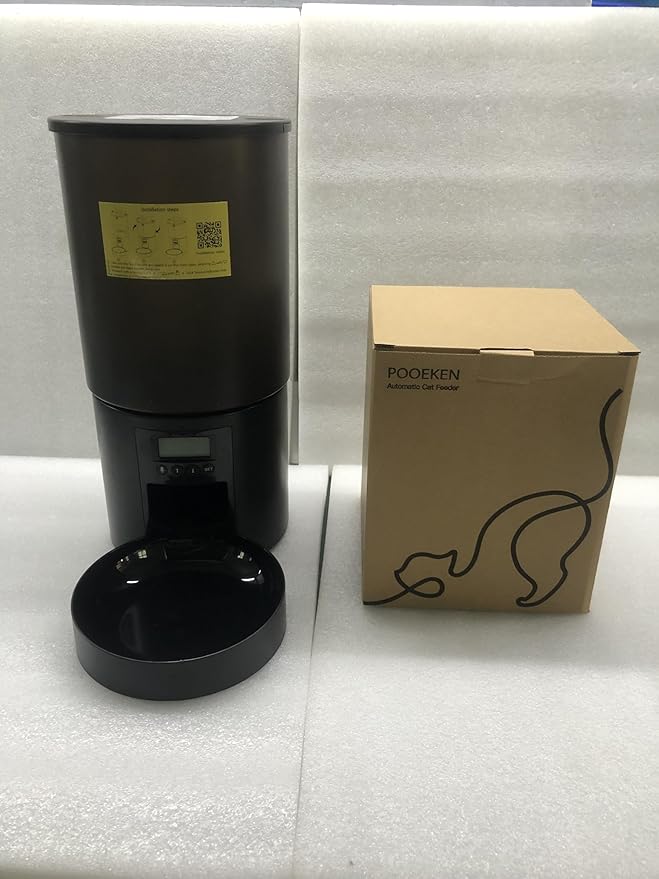 Automatic Cat Feeder Food Dispenser: 6L Timed Small Dog Dry Food Dispenser with 10s Voice - Distributeur Nourriture Chat Hund Programmable - Auto Pet Feeder with 1-6 Meals Black